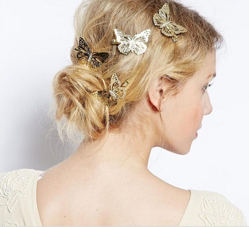 Golden Butterfly Hair Clips