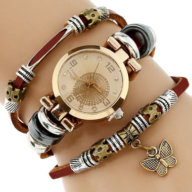 Triple Butterfly Charm Wristwatch