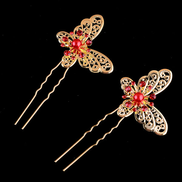 Silvery Butterfly Hair Pins
