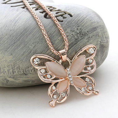 Rose Gold Crystal Butterfly